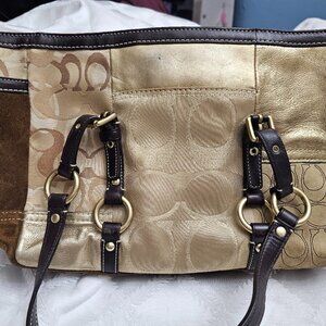 Coach Signature Patchwork Leather/Suede Tote Bag!